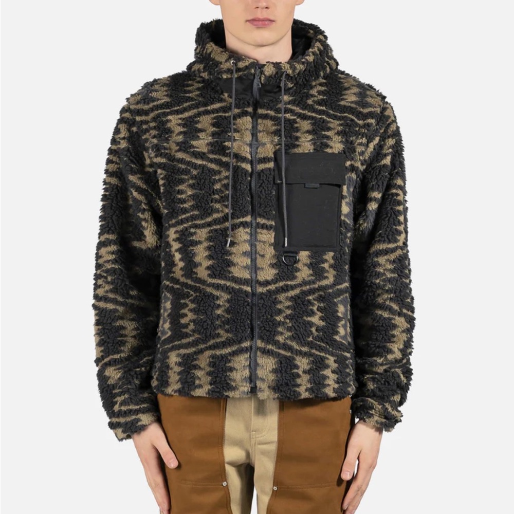 John Elliott Black and Beige polar fleece in Morgan Jacquard
